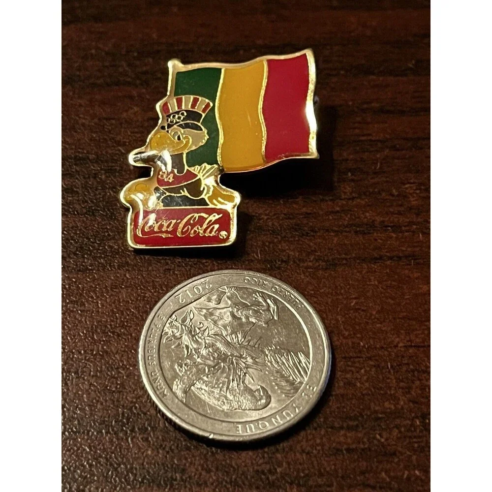 Vintage 1984 Los Angeles Olympics Coca‎ Cola Sam Eagle Mali Flag Lapel Pin